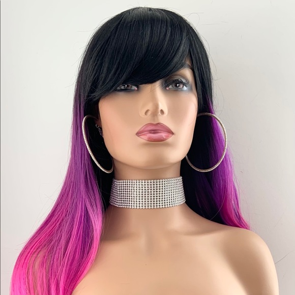 Very Pretty 26” Pink Fuchsia Wig with Bangs for Events or Daily Wear - Picture 6 of 11